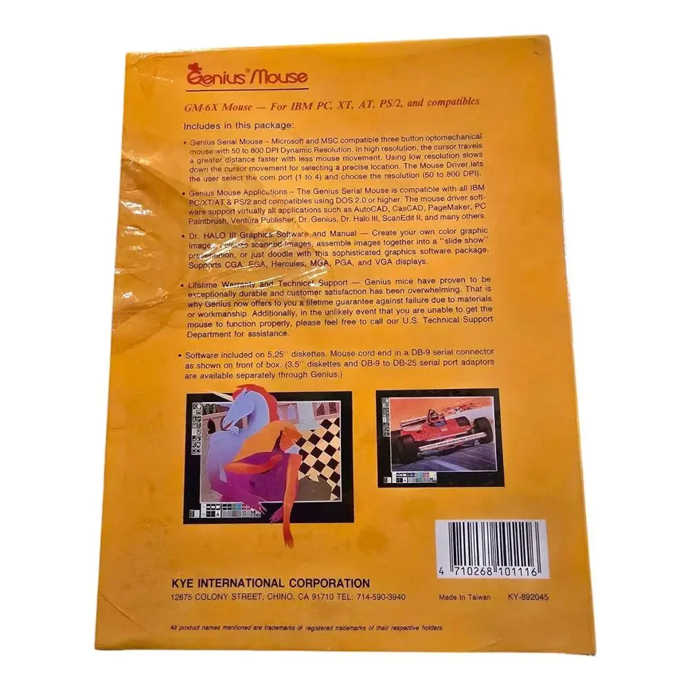 Vintage Genius Serial Mouse GM-6X Dr. Halo III Game Software BOX ONLY
